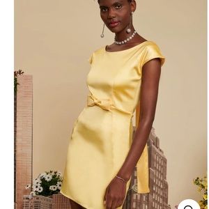 Yellow satin dress